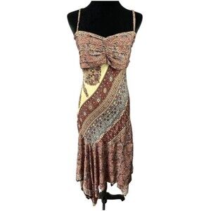 India Boutique Paisley Midi Dress Size Small Sleeveless Boho Sundress Western